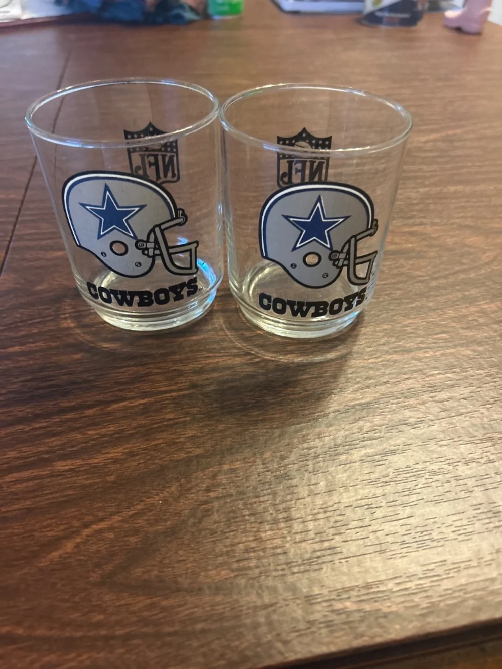Two Dallas Cowboys 5” glasses